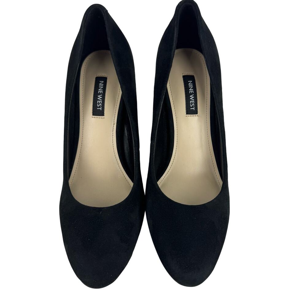 NINE WEST YUNIP 3 LEATHER ALMOND TOE BLOCK HEELS IN BLACK NWOB WOMEN'S SIZE 7M - Picture 6 of 15